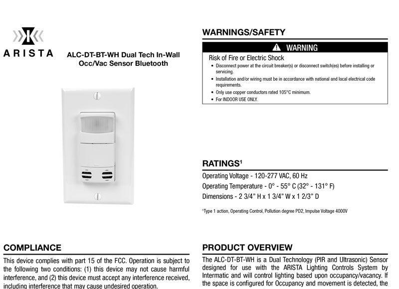 ALC-DT-BT-WH Instructions