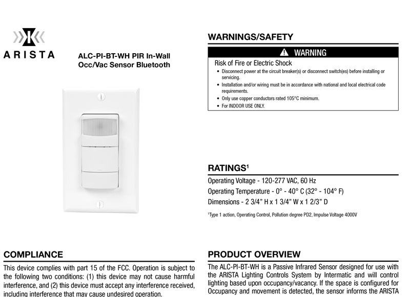 ALC-PI-BT-WH Instructions