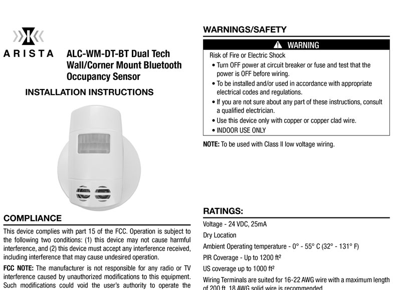 ALC-WM-DT-BT Instructions