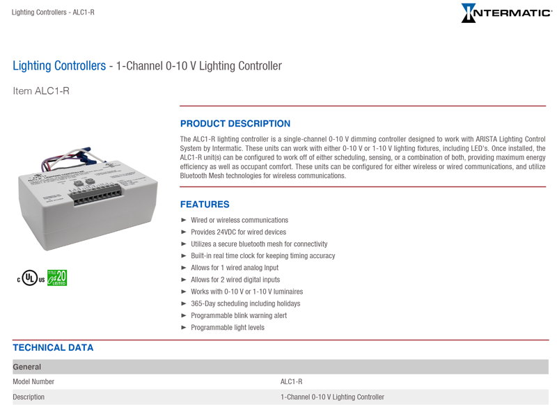 ALC1-R Technical Data Sheet